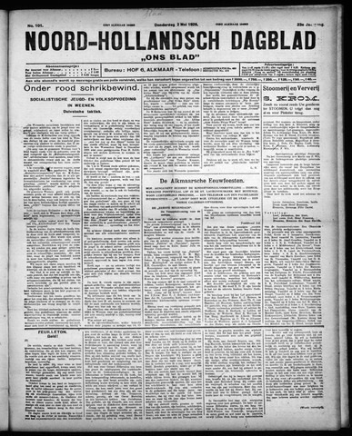 Noord-Hollandsch Dagblad : ons blad 1929-05-02