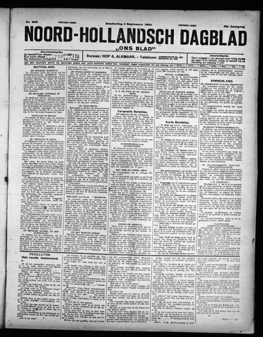Noord-Hollandsch Dagblad : ons blad 1924-09-04