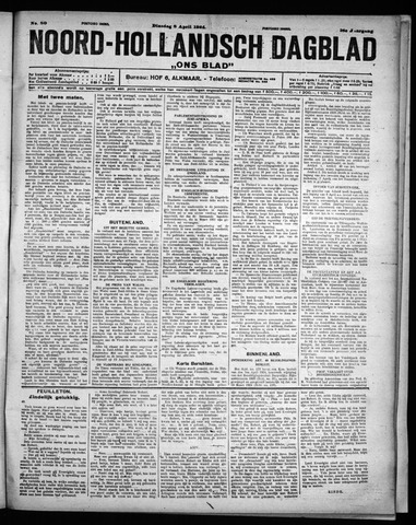 Noord-Hollandsch Dagblad : ons blad 1924-04-08