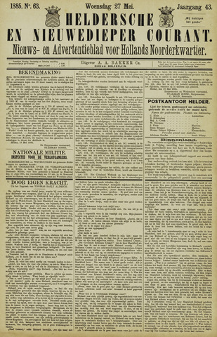 Heldersche en Nieuwedieper Courant 1885-05-27