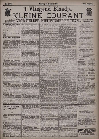 Vliegend blaadje : nieuws- en advertentiebode voor Den Helder 1893-02-25