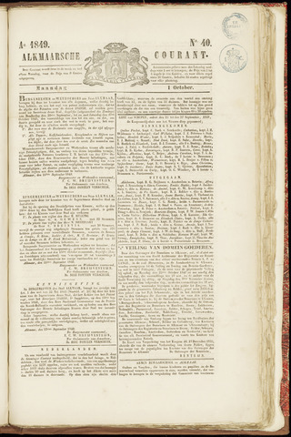 Alkmaarsche Courant 1849-10-01