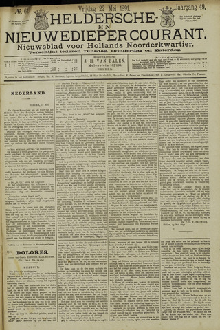 Heldersche en Nieuwedieper Courant 1891-05-22