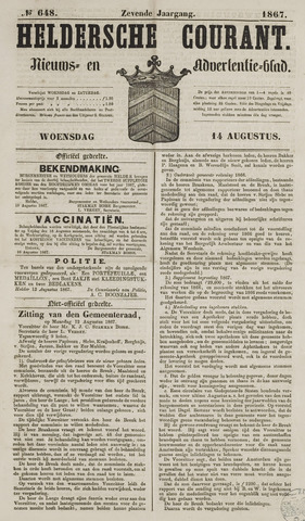 Heldersche Courant 1867-08-14