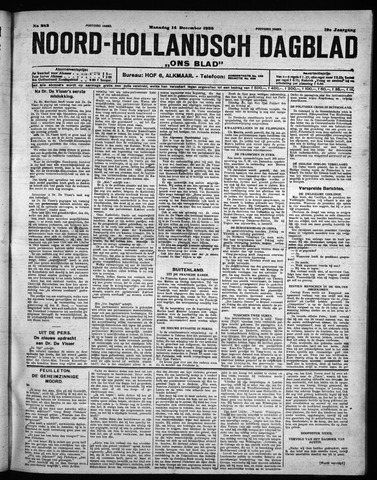 Noord-Hollandsch Dagblad : ons blad 1925-12-14