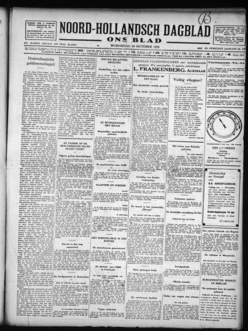 Noord-Hollandsch Dagblad : ons blad 1929-10-30