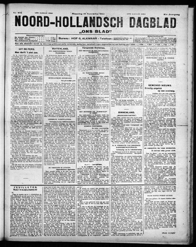 Noord-Hollandsch Dagblad : ons blad 1927-11-21