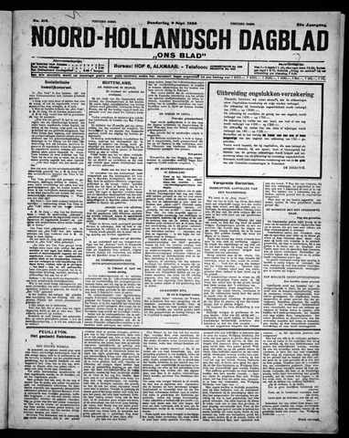 Noord-Hollandsch Dagblad : ons blad 1926-09-09
