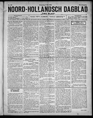 Noord-Hollandsch Dagblad : ons blad 1923-05-09