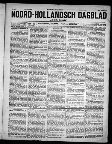 Noord-Hollandsch Dagblad : ons blad 1926-04-01