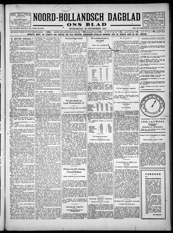 Noord-Hollandsch Dagblad : ons blad 1931-11-18