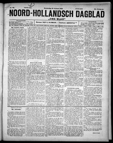 Noord-Hollandsch Dagblad : ons blad 1924-01-24