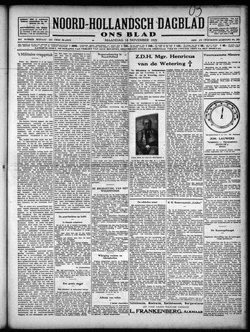 Noord-Hollandsch Dagblad : ons blad 1929-11-18