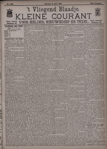 Vliegend blaadje : nieuws- en advertentiebode voor Den Helder 1893-04-15