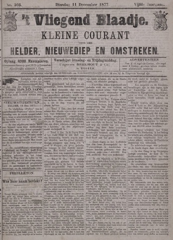 Vliegend blaadje : nieuws- en advertentiebode voor Den Helder 1877-12-11
