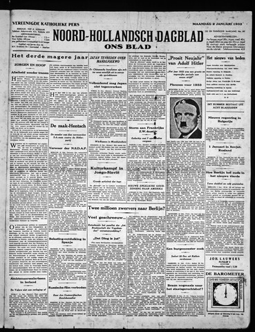 Noord-Hollandsch Dagblad : ons blad 1933