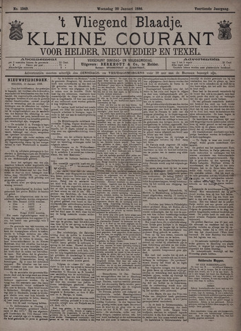 Vliegend blaadje : nieuws- en advertentiebode voor Den Helder 1886-01-20
