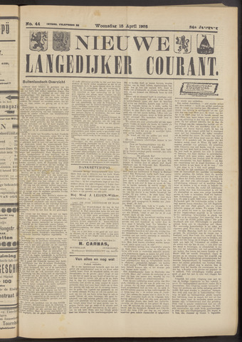 Nieuwe Langedijker Courant 1925-04-15