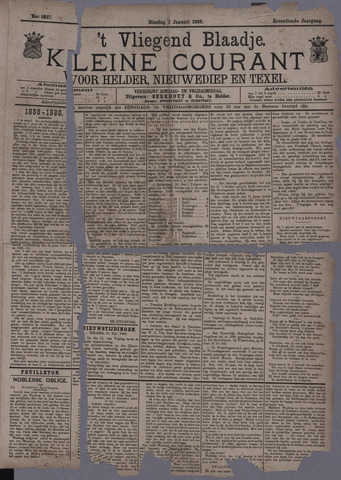 Vliegend blaadje : nieuws- en advertentiebode voor Den Helder 1889