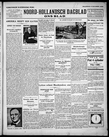 Noord-Hollandsch Dagblad : ons blad 1932-10-03