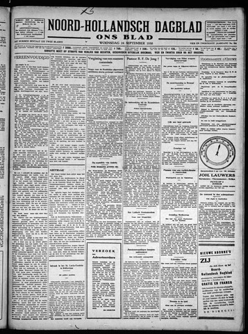 Noord-Hollandsch Dagblad : ons blad 1930-09-24
