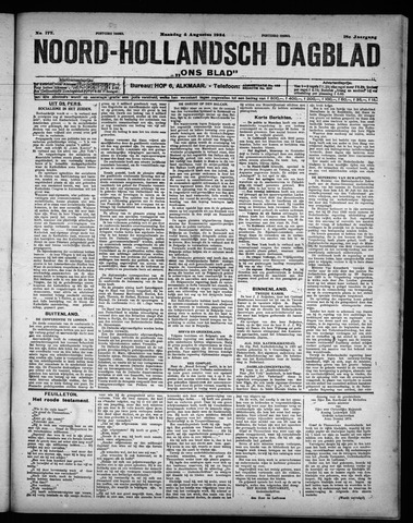 Noord-Hollandsch Dagblad : ons blad 1924-08-04