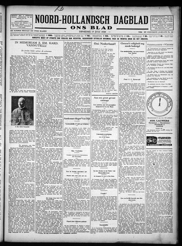 Noord-Hollandsch Dagblad : ons blad 1930-07-15