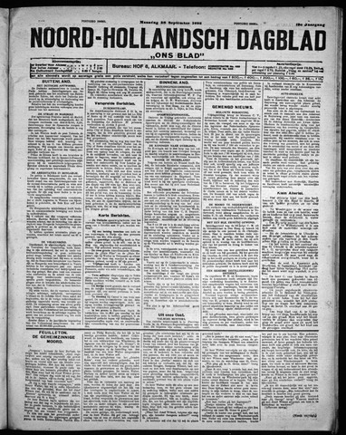 Noord-Hollandsch Dagblad : ons blad 1925-09-28