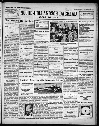 Noord-Hollandsch Dagblad : ons blad 1933-01-14