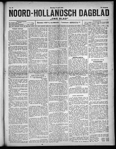 Noord-Hollandsch Dagblad : ons blad 1923-04-16
