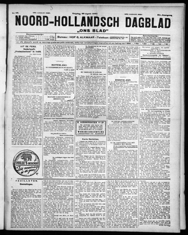 Noord-Hollandsch Dagblad : ons blad 1927-04-29