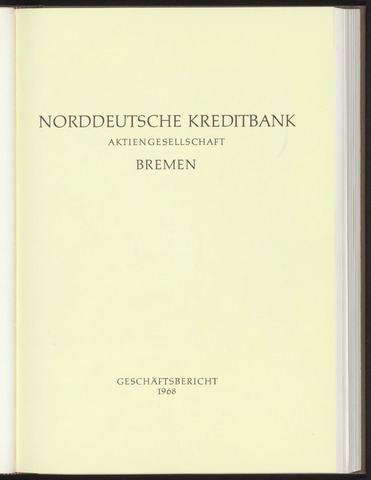 Geschäftsberichte Norddeutsche Kreditbank 1968