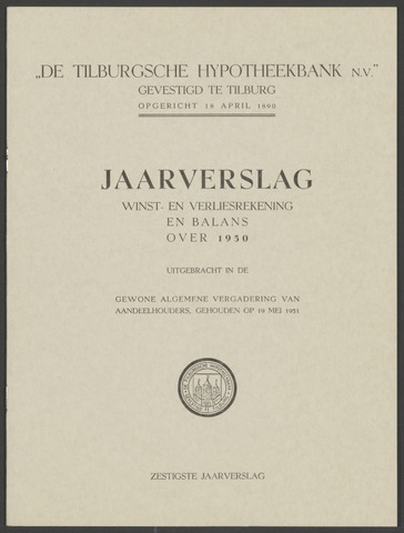 Jaarverslagen Tilburgsche Hypotheekbank 1950-01-01