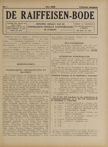 blad 'De Raiffeisen-bode' (CCRB) 1929-07-01