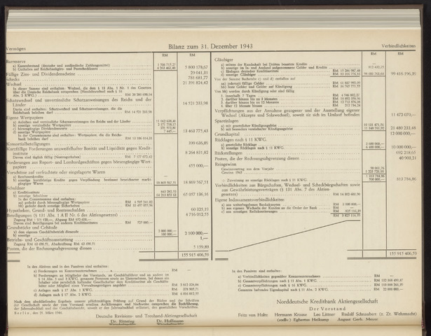 Geschäftsberichte Norddeutsche Kreditbank 1944