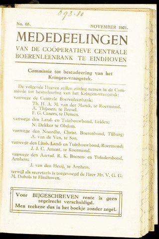blad 'Maandelijkse Mededelingen' (CCB) 1921-11-01