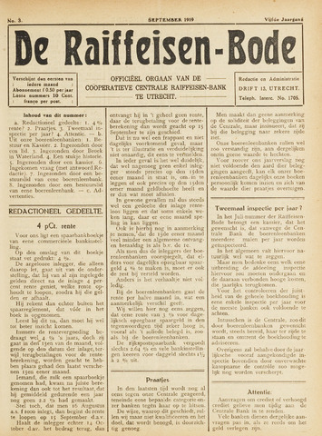 blad 'De Raiffeisen-bode' (CCRB) 1919-09-01