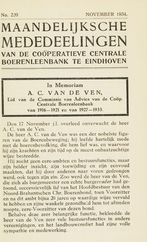 blad 'Maandelijkse Mededelingen' (CCB) 1934-11-01