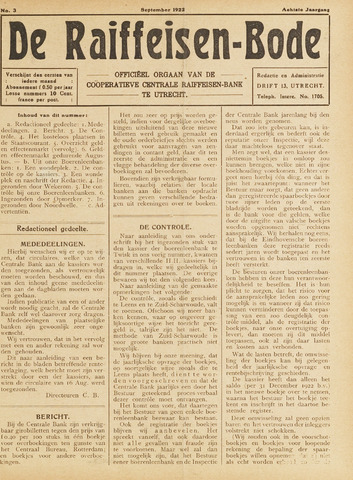 blad 'De Raiffeisen-bode' (CCRB) 1922-09-01