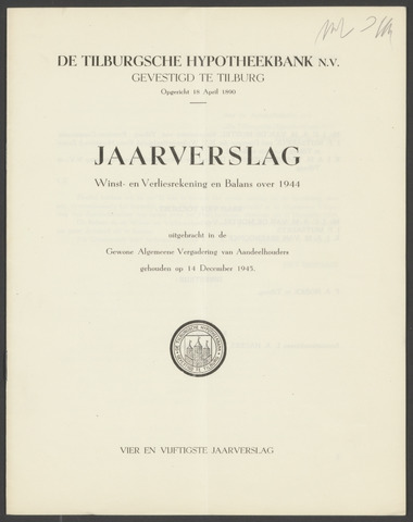 Jaarverslagen Tilburgsche Hypotheekbank 1944