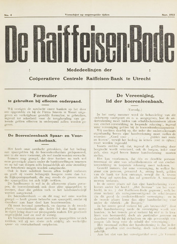 blad 'De Raiffeisen-bode' (CCRB) 1913-11-01