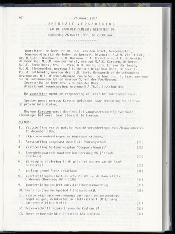 Raadsnotulen Heemstede 1987-03-26
