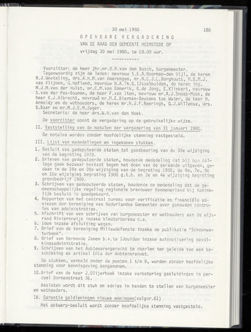 Raadsnotulen Heemstede 1980-05-30