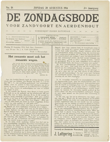De Zondagsbode voor Zandvoort en Aerdenhout 1914-08-30