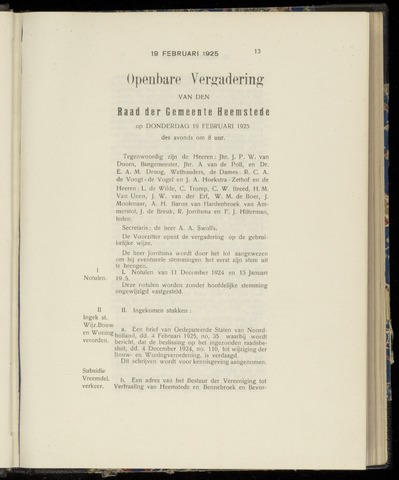 Raadsnotulen Heemstede 1925-02-19