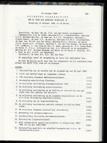 Raadsnotulen Heemstede 1984-10-25