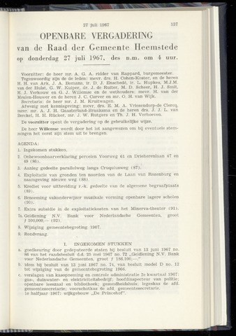 Raadsnotulen Heemstede 1967-07-27