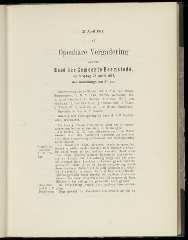 Raadsnotulen Heemstede 1917-04-27