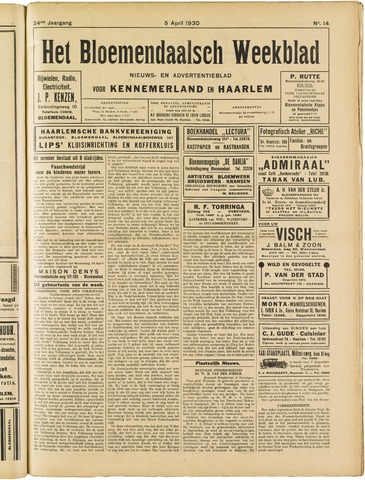 Het Bloemendaalsch Weekblad 1930-04-05