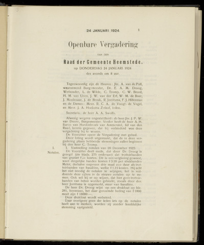 Raadsnotulen Heemstede 1924-01-24